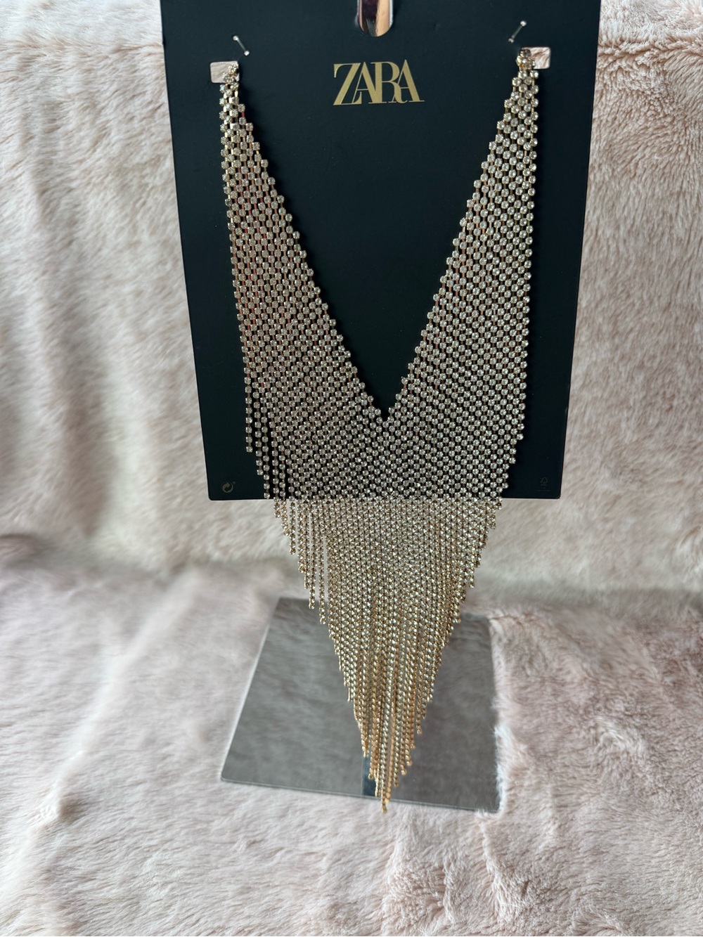 ZARA Gold Fringe Chandelier Necklace